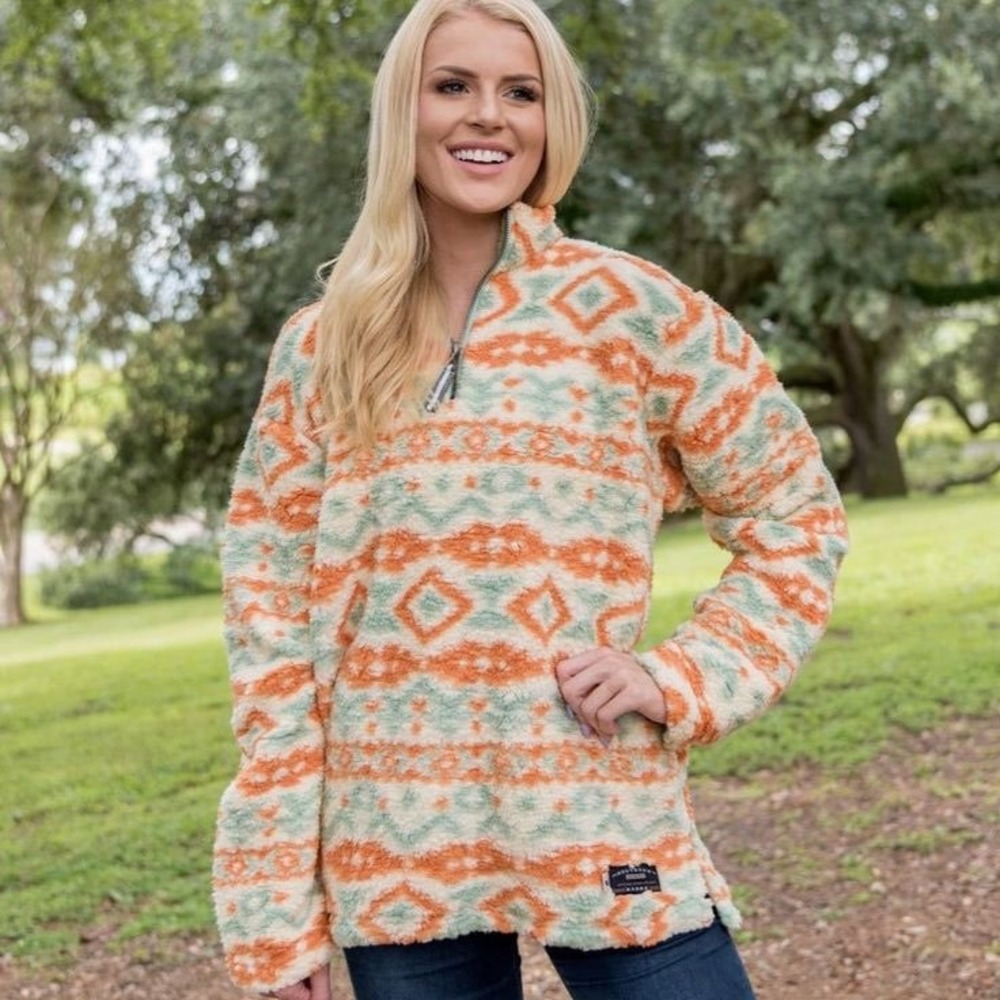 Southern Marsh Appalachian Peak Sherpa Pullover Washed Red and Brown‎ 2X
